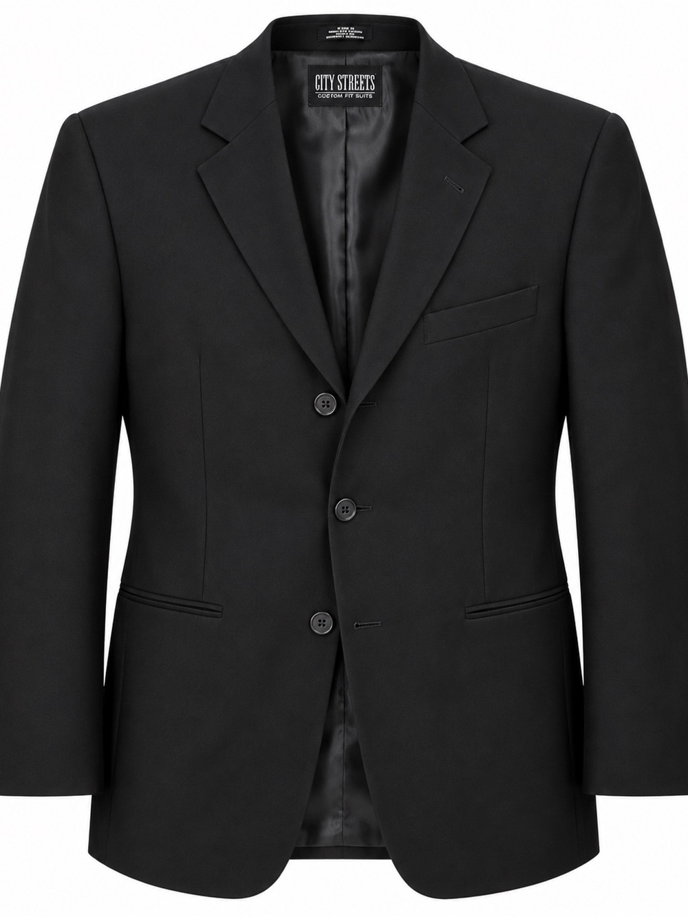 City Streets Black Men's Three-Button Sport Coat